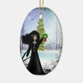Goth Mädchen-frohe Weihnacht-Verzierung Keramik Ornament (Links)