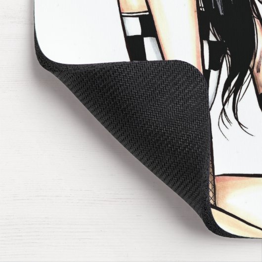 Goth Mädchen mit Kopfhörern Mousepad (Ecke)