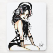 Goth Mädchen mit Kopfhörern Mousepad (Vorne)