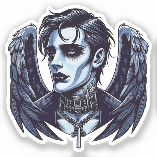 Goth Man Angel Dark Fantasy Art Aufkleber (Vorderseite)