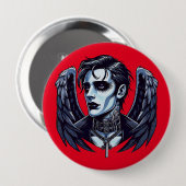 Goth Man Angel Dark Fantasy Art Button (Vorne & Hinten)