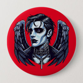 Goth Man Angel Dark Fantasy Art Button