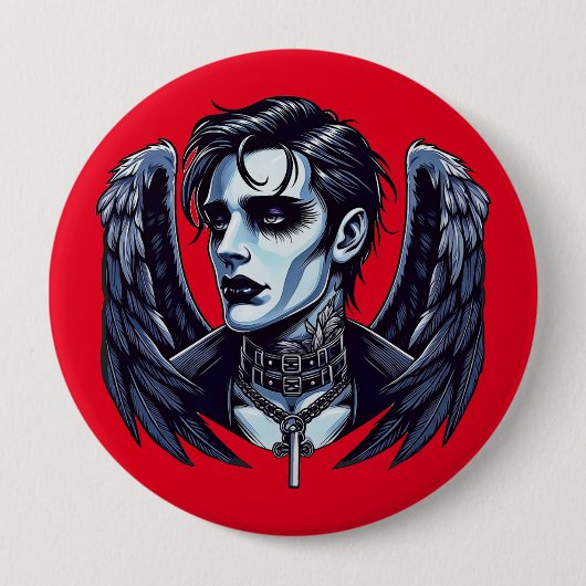 Goth Man Angel Dark Fantasy Art Button (Vorderseite)