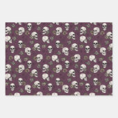 Goth Maroon Lila Skulls und Stripes Halloween Geschenkpapier Set (Vorderseite 3)
