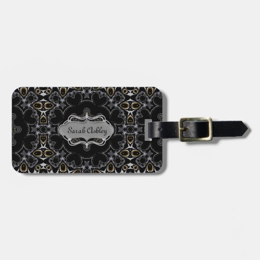 Goth Medieval Geometric Muster Personalisiert Gepäckanhänger (Vorderseite horizontal)