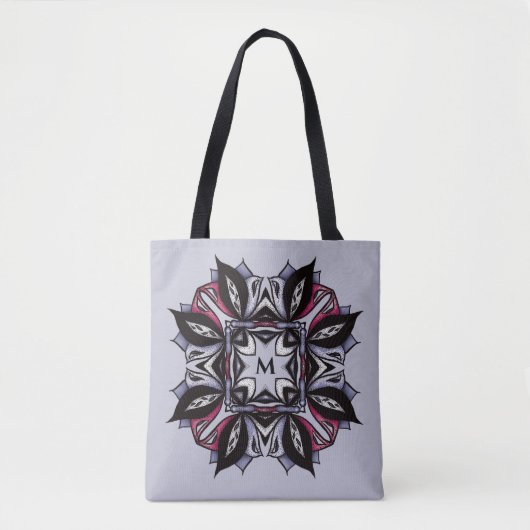 Goth Monogram Black Lila Gothic Mandala Tasche (Vorderseite)