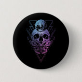 Goth Moon Skull Gothic Wicca Crescent Lunar Moth Button (Vorderseite)