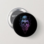 Goth Moon Skull Gothic Wicca Crescent Lunar Moth Button (Vorne & Hinten)