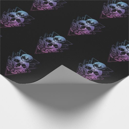 Goth Moon Skull Gothic Wicca Crescent Lunar Moth Geschenkpapier (Ecke)
