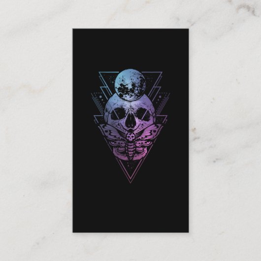 Goth Moon Skull Gothic Wicca Crescent Lunar Moth Visitenkarte (Vorderseite)