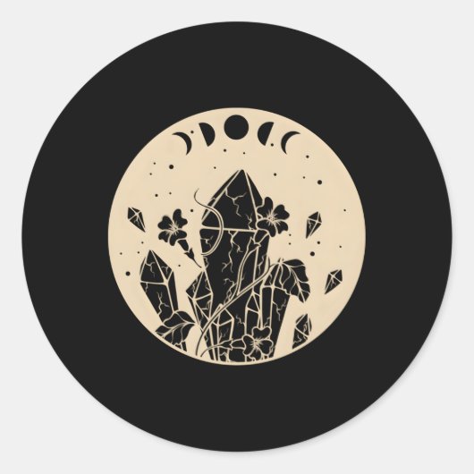 Goth Moon stuft Himmelskristalle und Blume ein Runder Aufkleber (Vorderseite)