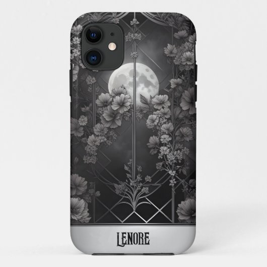 Goth Moonlight und Blume Verziert Gate Case-Mate iPhone Hülle (Rückseite)