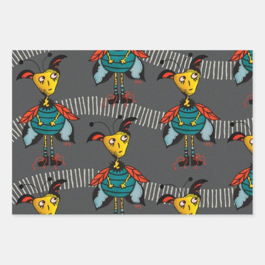 Goth Moth - Wrapping Paper Flat Sheet Set 3 Geschenkpapier Set (Vorderseite 3)