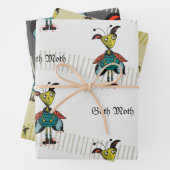 Goth Moth - Wrapping Paper Flat Sheet Set 3 Geschenkpapier Set (Beispiel)