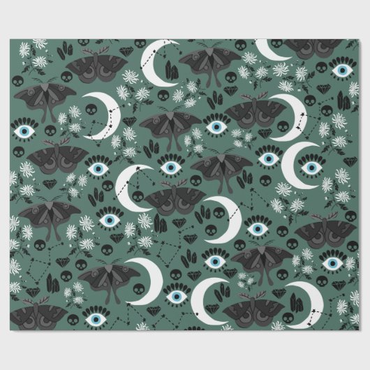 Goth Moths Wrapping Paper Geschenkpapier (Flach)