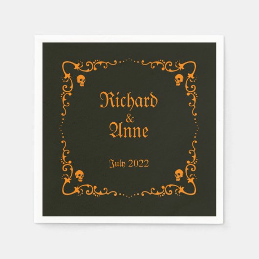 Goth- oder Halloween-Hochzeit Serviette (Vorderseite)