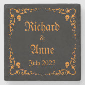 Goth- oder Halloween-Hochzeit Steinuntersetzer (Vorderseite)