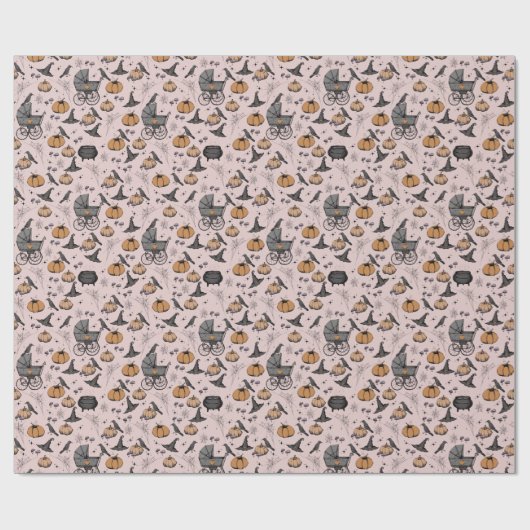 Goth Pink Baby Carriage Halloween Geschenkpapier (Flach)