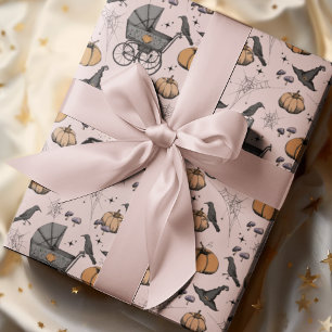 Goth Pink Babytransport Halloween Geschenkpapier