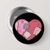 Goth Pink, geklatscht Herz Button (Vorne & Hinten)