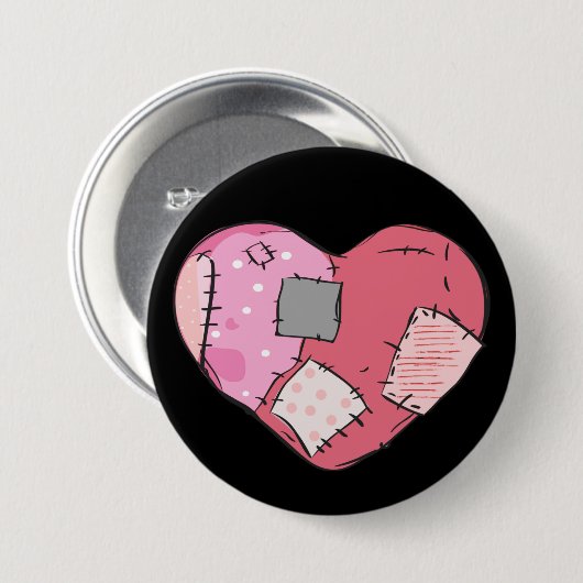 Goth Pink, geklatscht Herz Button (Vorne & Hinten)
