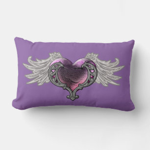 Goth Pink Heart mit Angel Wings Throw Kissen