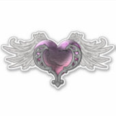 Goth Pink Heart mit Angel Wings Vinyl Sticker (Vorderseite)