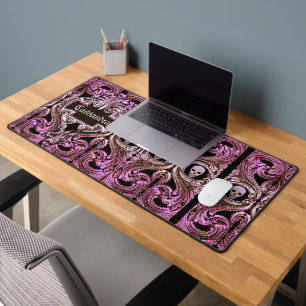 Goth-Pink-Ornament mit personalisiertem Totenkopf Schreibtischunterlage