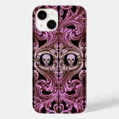 Goth Pink Ornament mit Skull iPhone Case (Rückseite)
