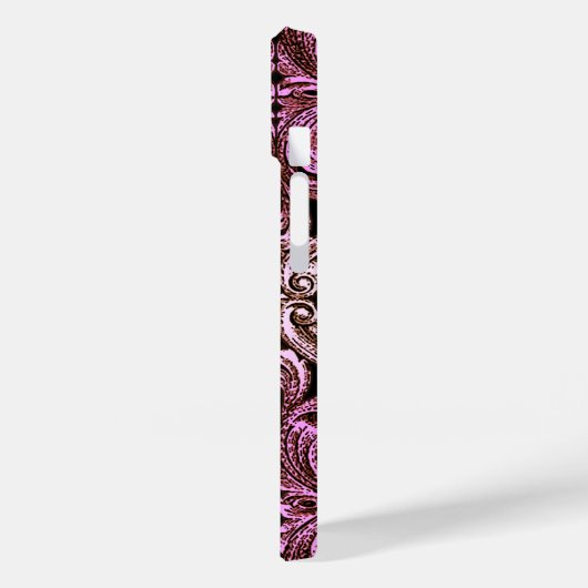 Goth Pink Ornament mit Skull iPhone Case (Rückseite / Links)