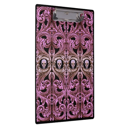 Goth Pink Ornament mit Skull Klemmbrett (Rechts)