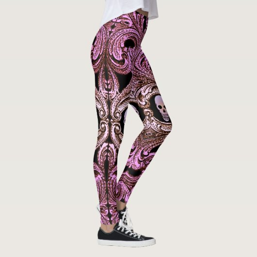 Goth Pink Ornament mit Skull Leggings (Rechts)