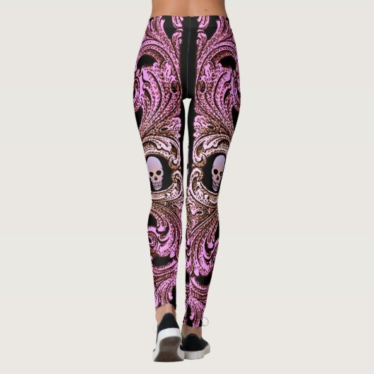 Goth Pink Ornament mit Skull Leggings (Rückseite)