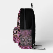 Goth Pink Ornament mit Skull Personalisiert Bedruckter Rucksack (Rechts)