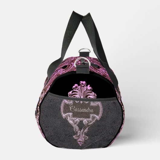 Goth Pink Ornament mit Skull Personalisiert Duffle Bag (Rechts)