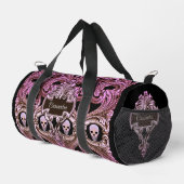 Goth Pink Ornament mit Skull Personalisiert Duffle Bag (Rechte Ecke)