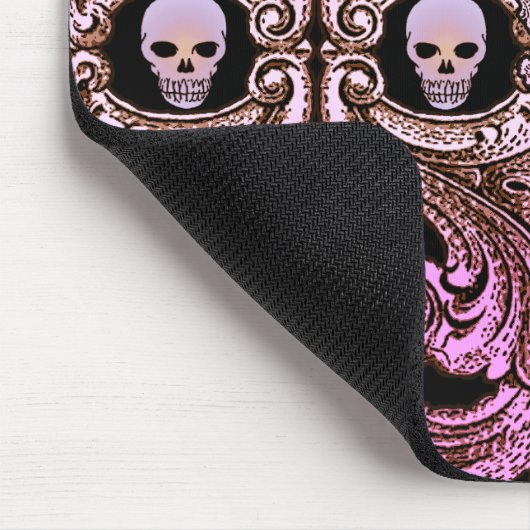 Goth Pink Ornament mit Skull Personalisiert Mousepad (Ecke)