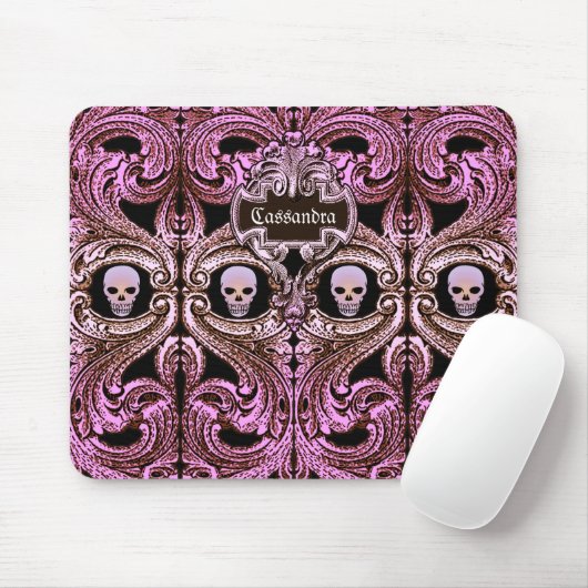 Goth Pink Ornament mit Skull Personalisiert Mousepad (Mit Mouse)