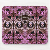Goth Pink Ornament mit Skull Personalisiert Mousepad (Vorne)