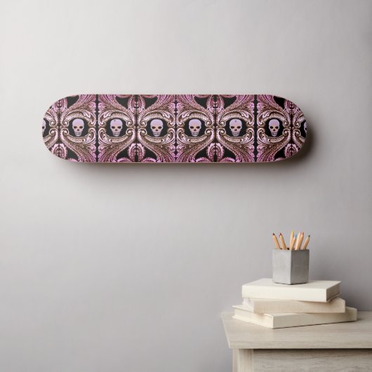 Goth Pink Ornament mit Skull Skateboard (Wandkunst (Horz))
