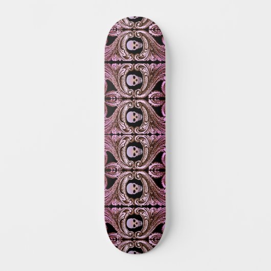 Goth Pink Ornament mit Skull Skateboard (Vorderseite)