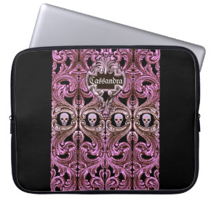 Goth-Pink-Schmuck mit personalisiertem Totenkopf Laptopschutzhülle
