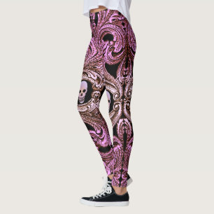 Goth-Pink-Schmuck mit Totenkopf Leggings