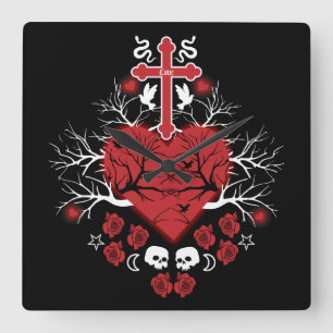 Goth Post Punk Fashion Quadratische Wanduhr