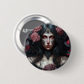 Goth Princess Gothic Fantasy Art Button (Vorne & Hinten)