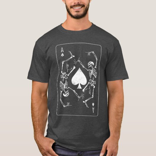 Goth Punk Ace Spades d Gambler Skeleton Long Sl T-Shirt (Vorderseite)