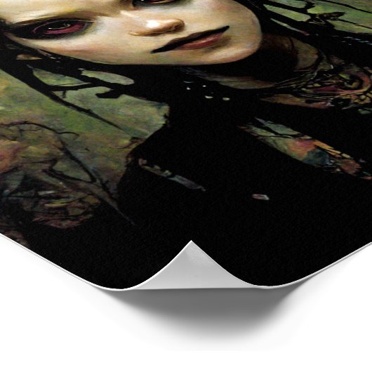 Goth Punk Elf Fantasy Art Poster (Ecke)