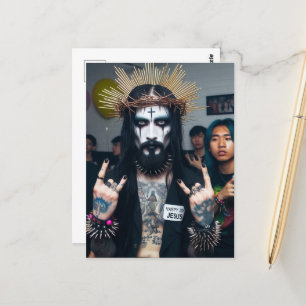 Goth-Punk-Rock-Jesus auf seiner Geburtstagsfeier Postkarte