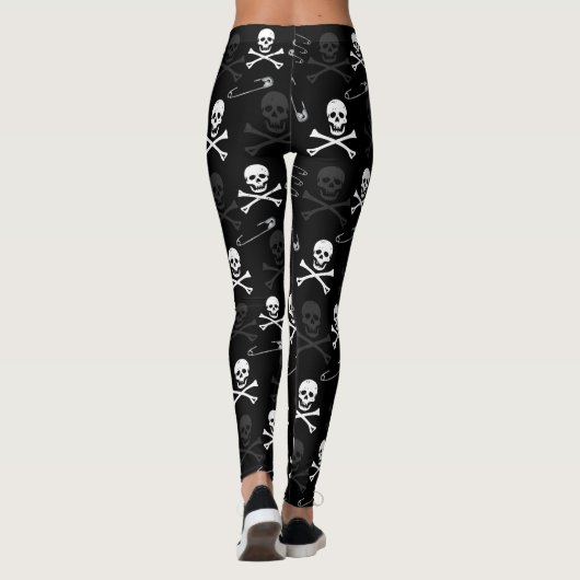 Goth Punk Rock Style Skull Pattern Leggings (Rückseite)
