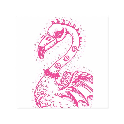 GOTH PUNK ROCKER FLAMINGO, SKULLS, SPIKED HAAR PERMASTEMPEL (Design)